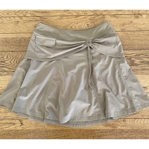 Athleta Wherever Skort Sz 4 Women’s Skirt w Shorts Layered Stretchy Tan Khaki